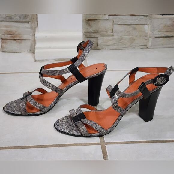 Via Spiga snakeskin python chunky block heels‎ sandals size 9 - Picture 3 of 8